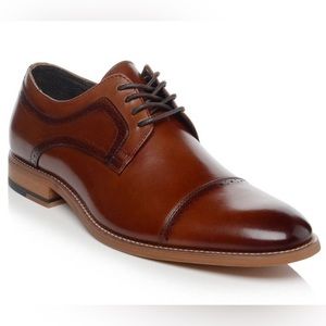Men's Stacy Adams Dickinson Dress Shoes sz 8.5 in Cognac, CapToe, Lace-up